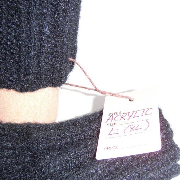Handmade Fingerless Gloves Mittens Wrist Warmers Acrylic Size L-XL Black - Picture 6 of 6